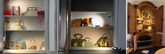 Kasten vol handtassen